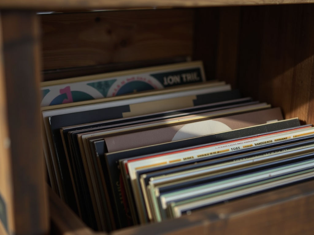 Stack of vinyl records